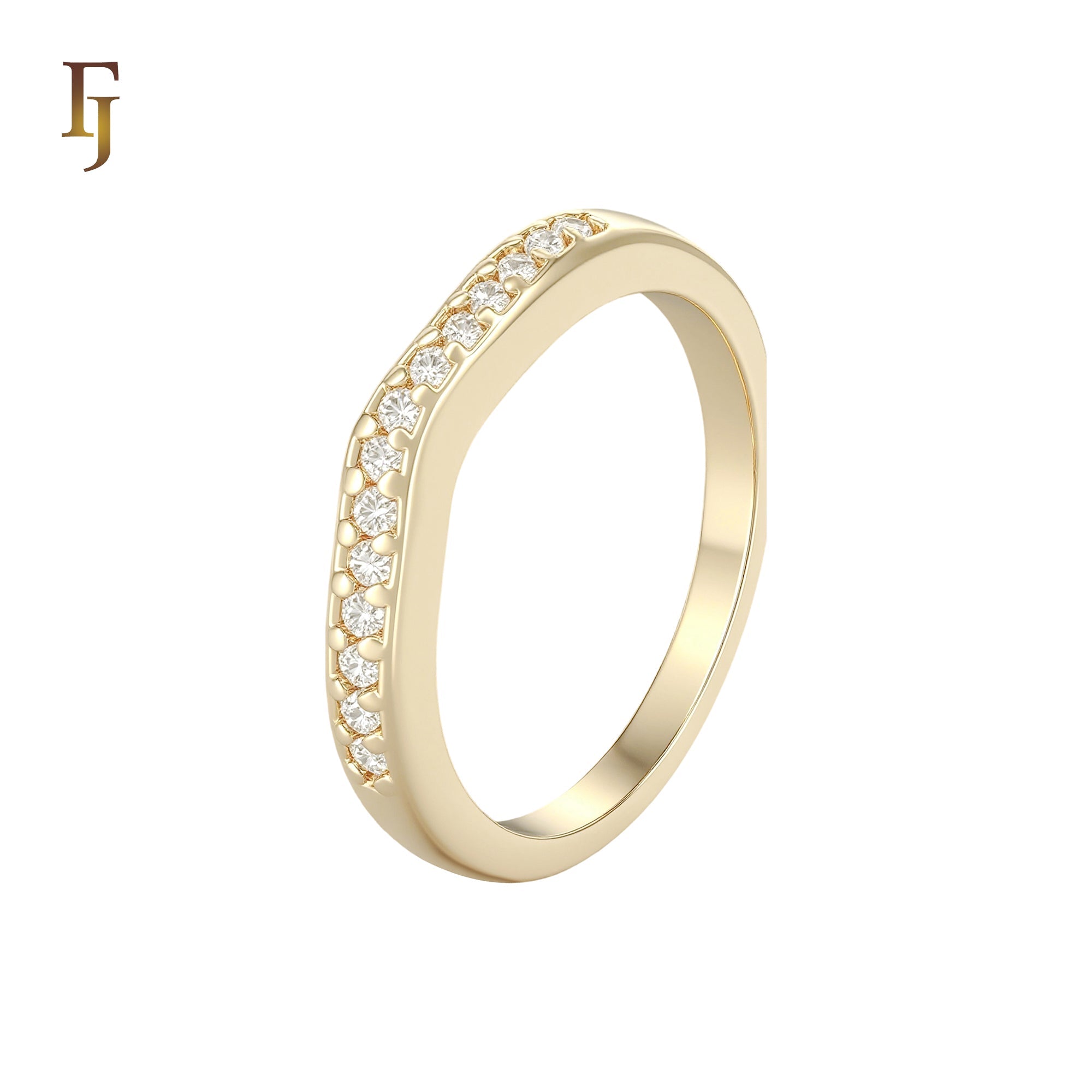 Cluster White CZs 14K Gold Wedding Set Rings
