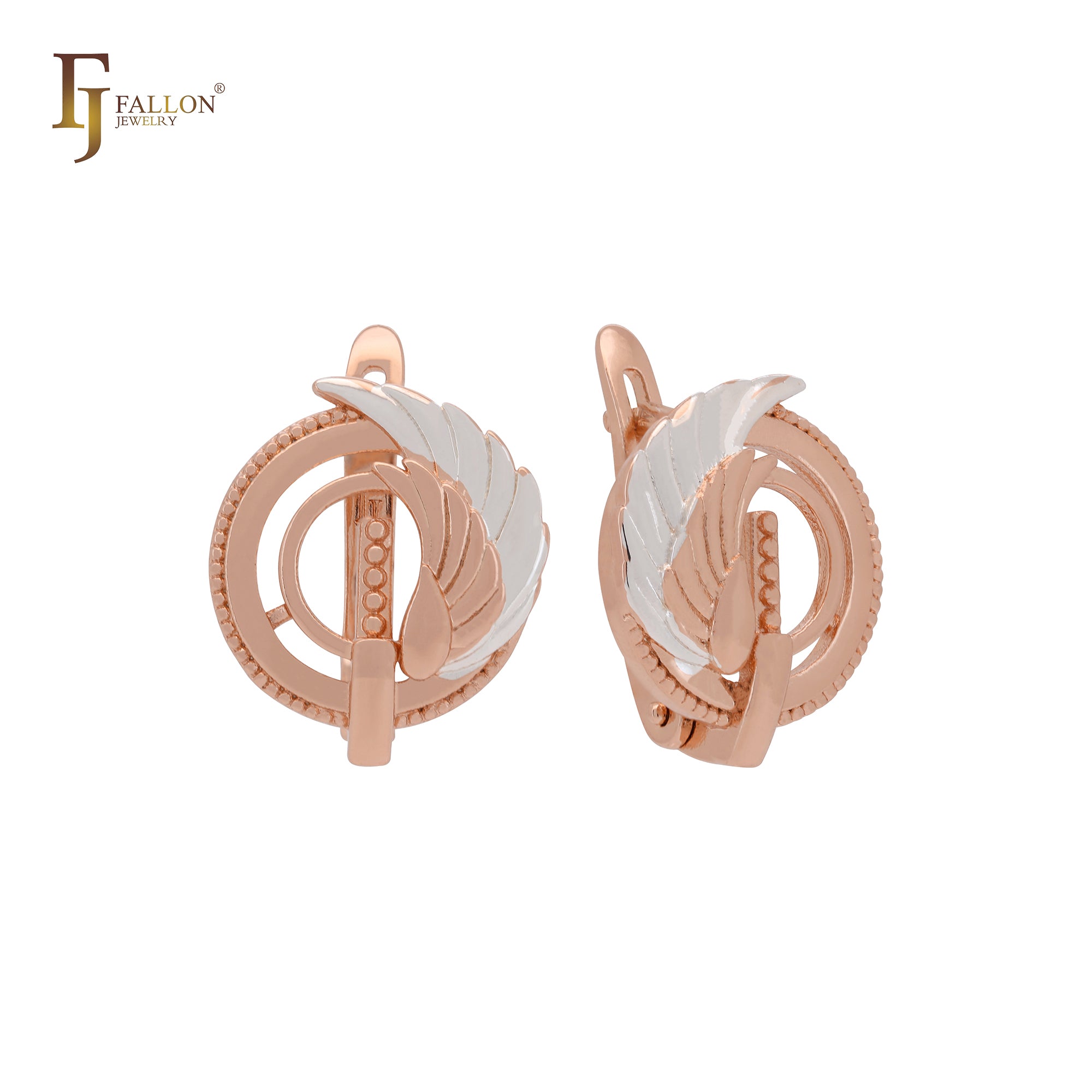 Серьги-клипсы Angel's Feather Wings circle из розового золота