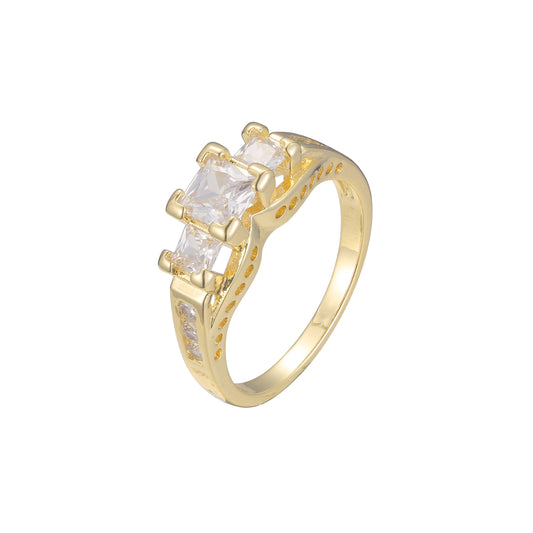 Três anéis empilháveis de pedra em ouro 18K, ouro 14K, cores de revestimento