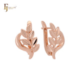 Pendientes de clip de dos tonos con hojas de plata y oro rosa de lujo
