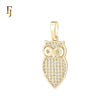 Owl Eagle of white CZs Paved 14K Gold, Rose Gold Animal Pendant
