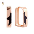 Half star blakc onyx Rose Gold Rectangular Hoop Earrings