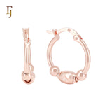 Beand and Bucket beaded Rose Gold Hoop Earrings