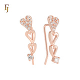Hearty Hearts Rose Gold Crawler Earrings