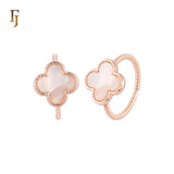 Onyx Black or white Lucy Clover 14K Gold Resizable Open Rings