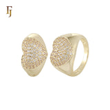 Paved white CZs Heart 14K Gold Fashion Rings