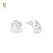 Cluster white Baguette CZs skirt design Silver plated Stud Earrings