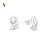 Skirt of white CZs cluster silver plated Stud Earrings