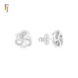 Spinning white CZs flower fan Silver plated Stud Earrings