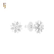 Sparkling white CZs flower Silver Plated Stud Earrings