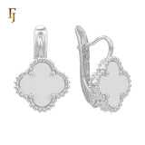 🔥 Rose Gold Russian Lock Earrings – Colorful Clover Enamel with Beaded Frame | Classic Non-Tarnish Jewelry by FJ