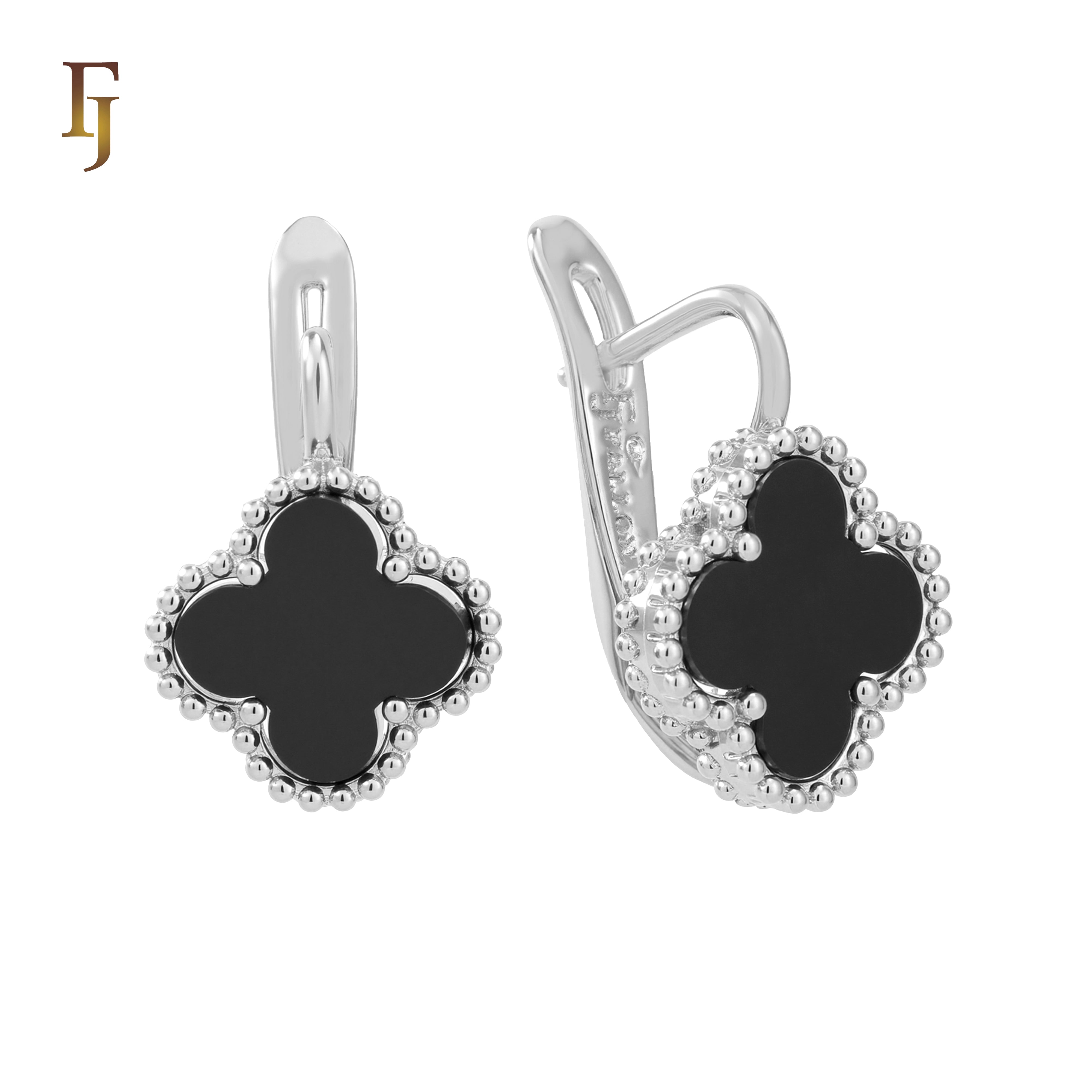 🔥 Rose Gold Russian Lock Earrings – Colorful Clover Enamel with Beaded Frame | Classic Non-Tarnish Jewelry by FJ