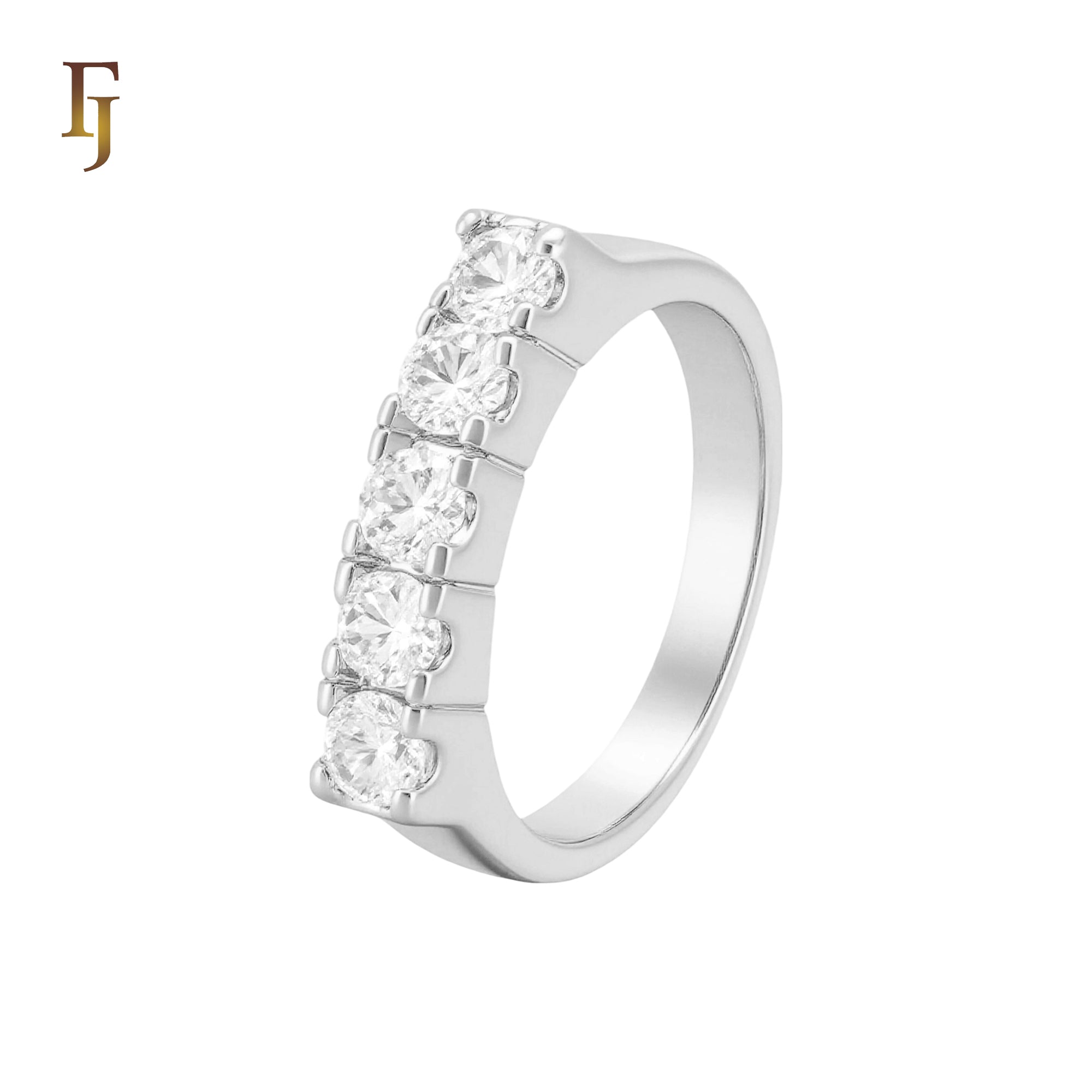 Cluster white CZs 14K Gold Wedding Set Rings