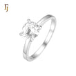 Round White CZ Solitaire Silver plated Engagement Rings