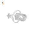 Star and Moon Crescent Cluster white CZs Silver Plated Nail Fashion Rings