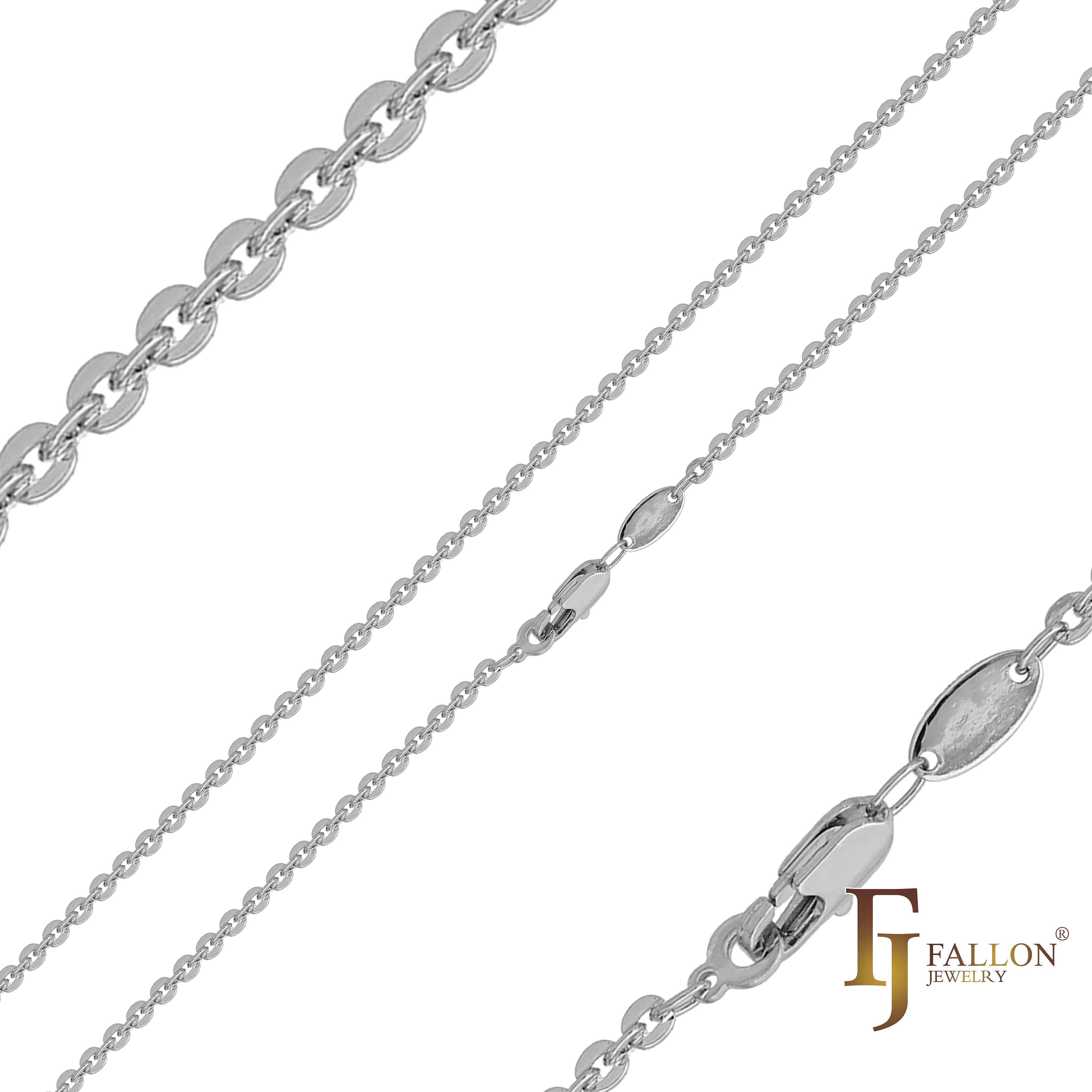 Cadenas de eslabones elegantes rolo con cable de disco hueco chapadas en oro de 14 quilates, oro rosa y oro blanco