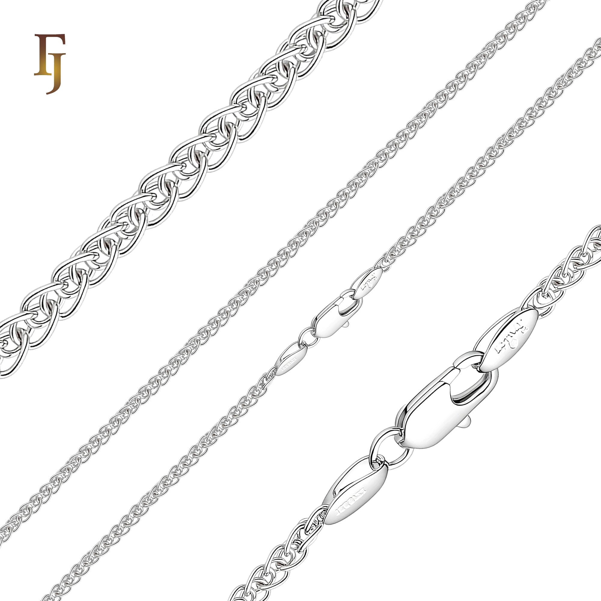 Spiga wheat chains cable link plated in 14K Gold, Rose Gold, White Gold