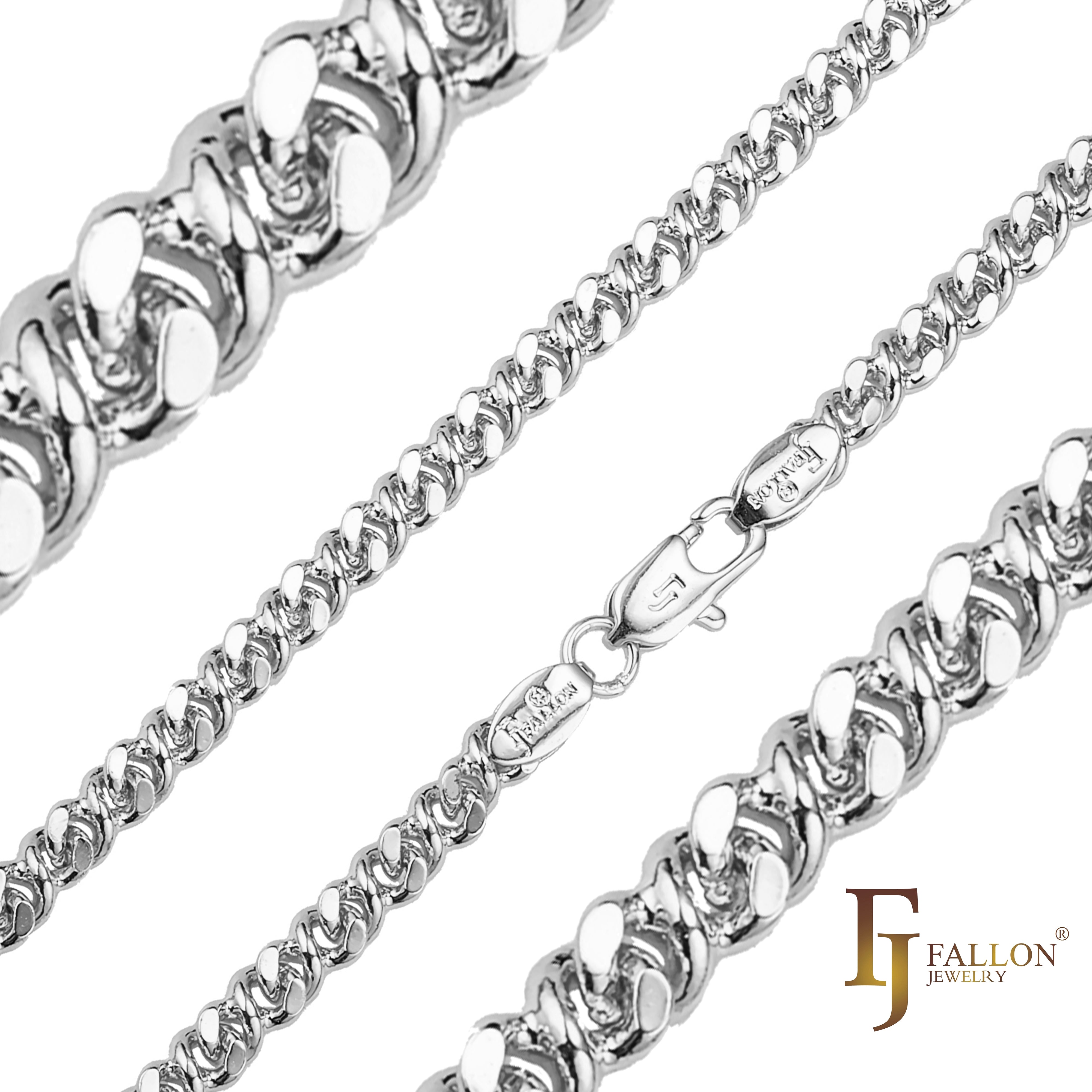 Cadenas Infinity de 8 eslabones redondos de 1,5 mm a 4 mm chapadas en Oro 14K, oro rosa, oro blanco, dos tonos