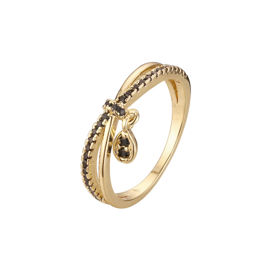 Anillo de boda de oro de 14 quilates y oro rosa con pavé de circonitas.