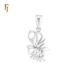 Double flower of white CZs Baguette Silver plated Pendant