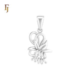 Double flower of white CZs Baguette Silver plated Pendant