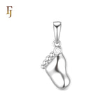 Little Feet Pendant of white CZ Silver plated Kid's Gift Children