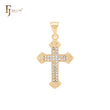 Latin Style Cluster white CZs paved 14K Gold Cross Pendant Christian Religious