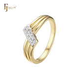 Anillos de triple banda adoquines en oro de 18 quilates, Oro 14K, oro rosa, dos colores de baño de tono