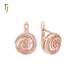 Spinning lolipop of white Czs Rose Gold Russian Lock Earrings