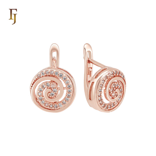 Spinning lolipop of white Czs Rose Gold Russian Lock Earrings