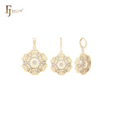 Conjunto de joyas de oro de 14 quilates con circonitas blancas hexagonales y colgante de copo de nieve