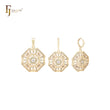Octagon radioactive snowflake white CZs 14K Gold Jewelry Set with Pendant