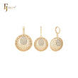 Hexagon textured rounded circle 14K Gold Jewelry Set with Pendant