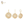 Spinning sunflower textured white CZs 14K Gold Jewelry Set with Pendant