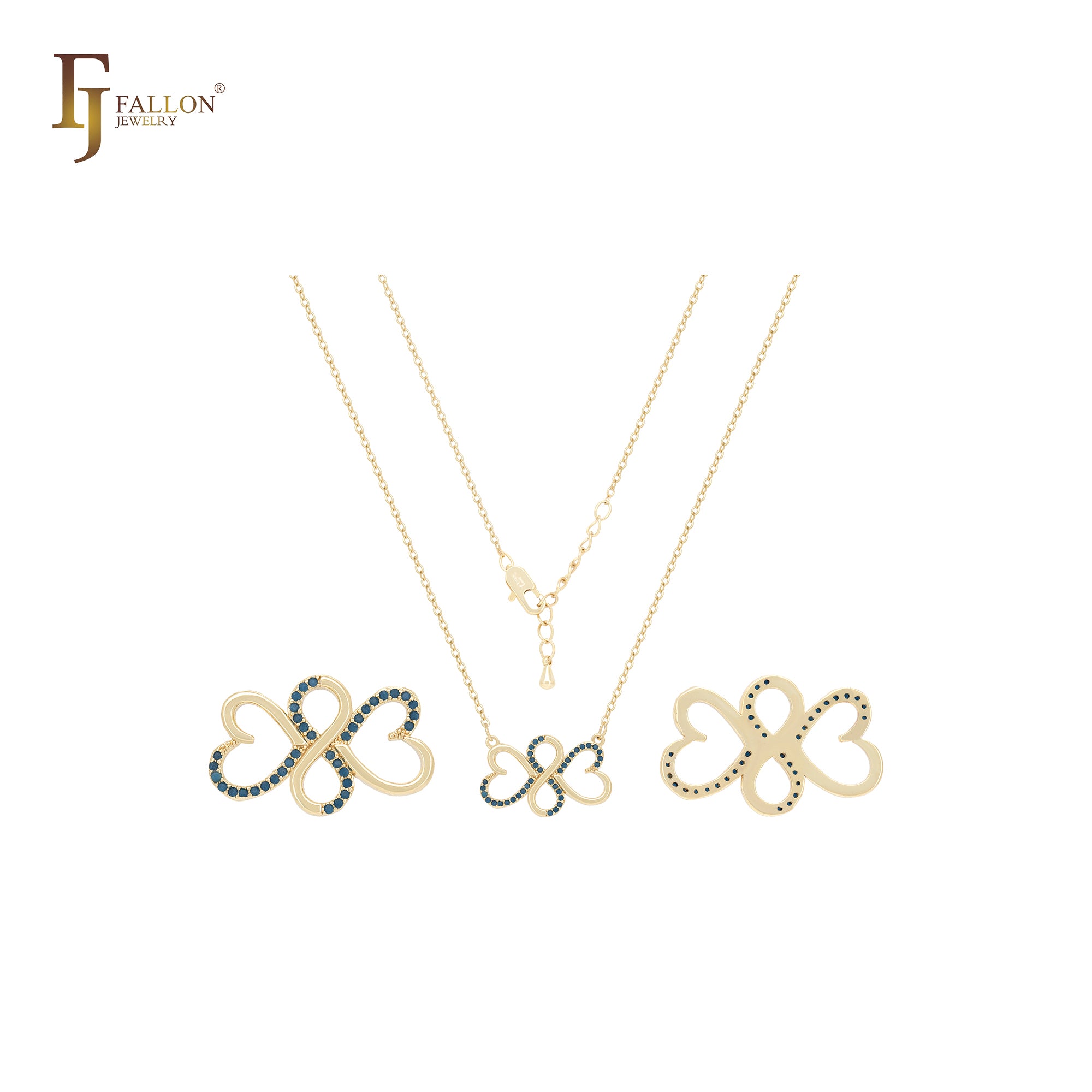 Double Infinity flower hearty 14K Gold Necklaces
