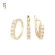Row of rounded white CZs 14K Gold Jewelry Set with Rings