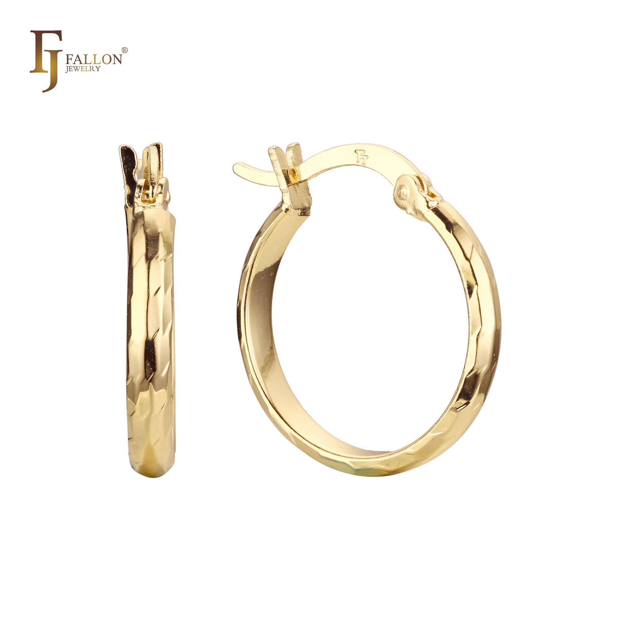 Textured 14K Gold Hoop Earrings