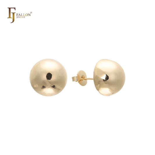 Half Beaded 14K Gold Stud Earrings