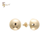 Half Beaded 14K Gold Stud Earrings