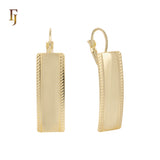 .Aretes cuadrados planos de gancho de alambre bañados en Oro de 14K, Oro Rosa