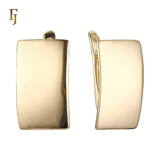 Escudo de Rufina - Pendientes cuadrados planos sencillos de oro rosa 585 y oro de 14 quilates de alta calidad de FJ Jewelry