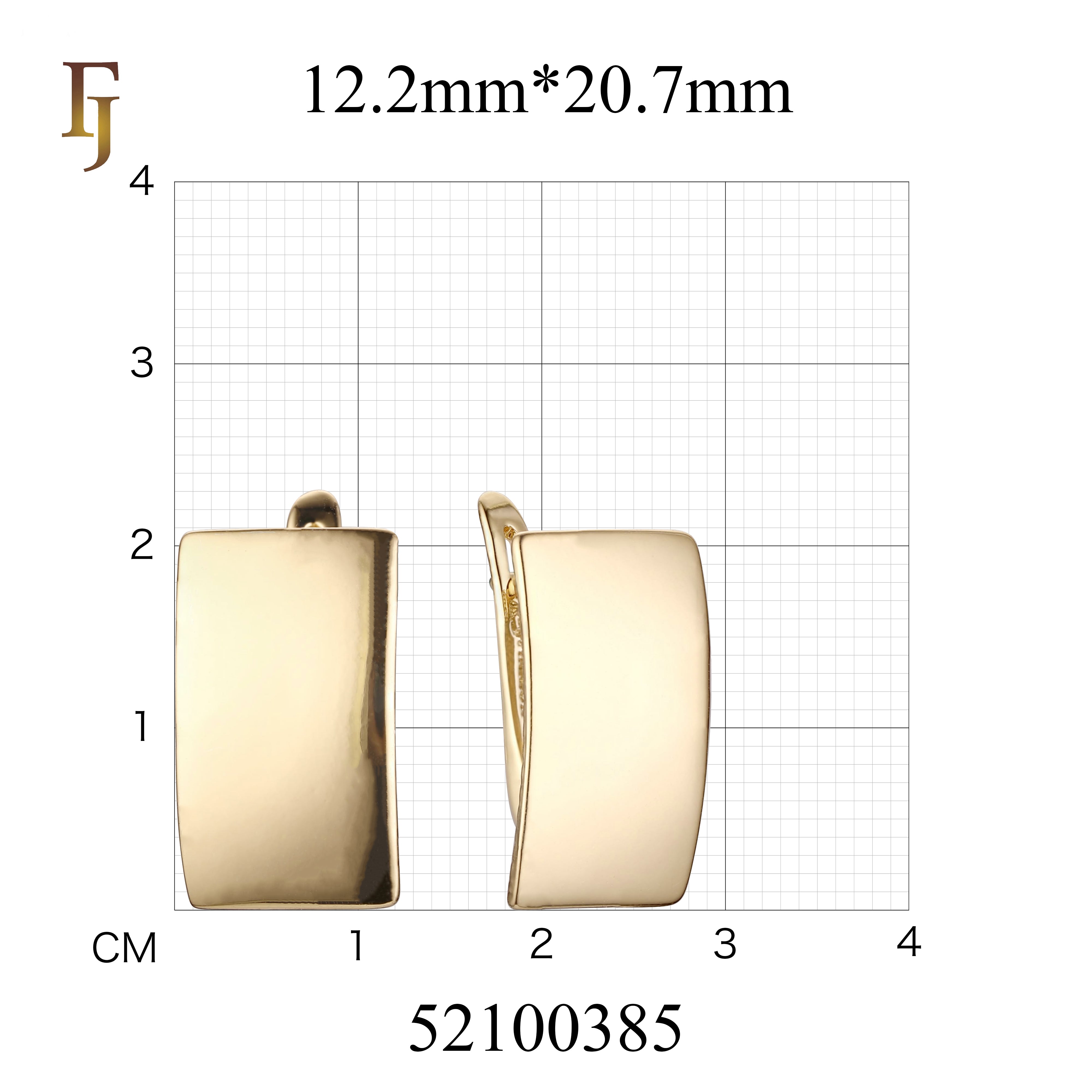 Escudo de Rufina - Pendientes cuadrados planos sencillos de oro rosa 585 y oro de 14 quilates de alta calidad de FJ Jewelry