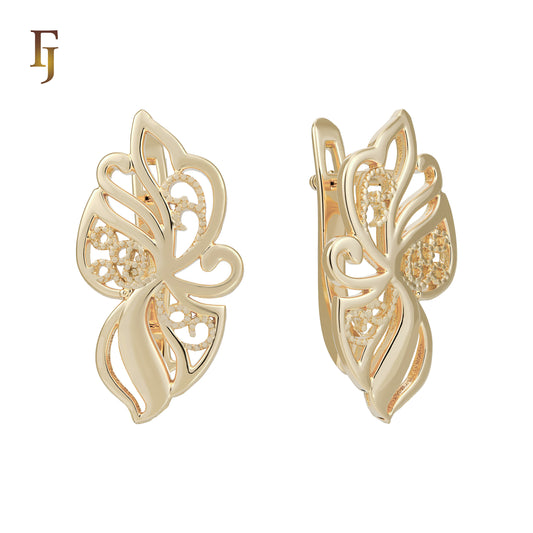 Pendientes flor mariposa en Oro de 14K, baño de Oro rosa colores