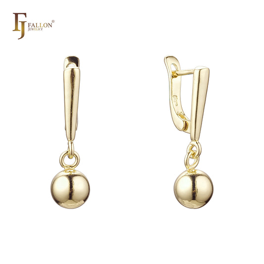 Beaded 10mm Russian Lock 14K Gold Earrings