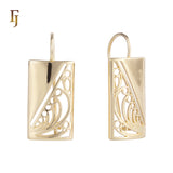 Pendientes de gancho de alambre en Oro 14K, colores de baño de oro rosa.