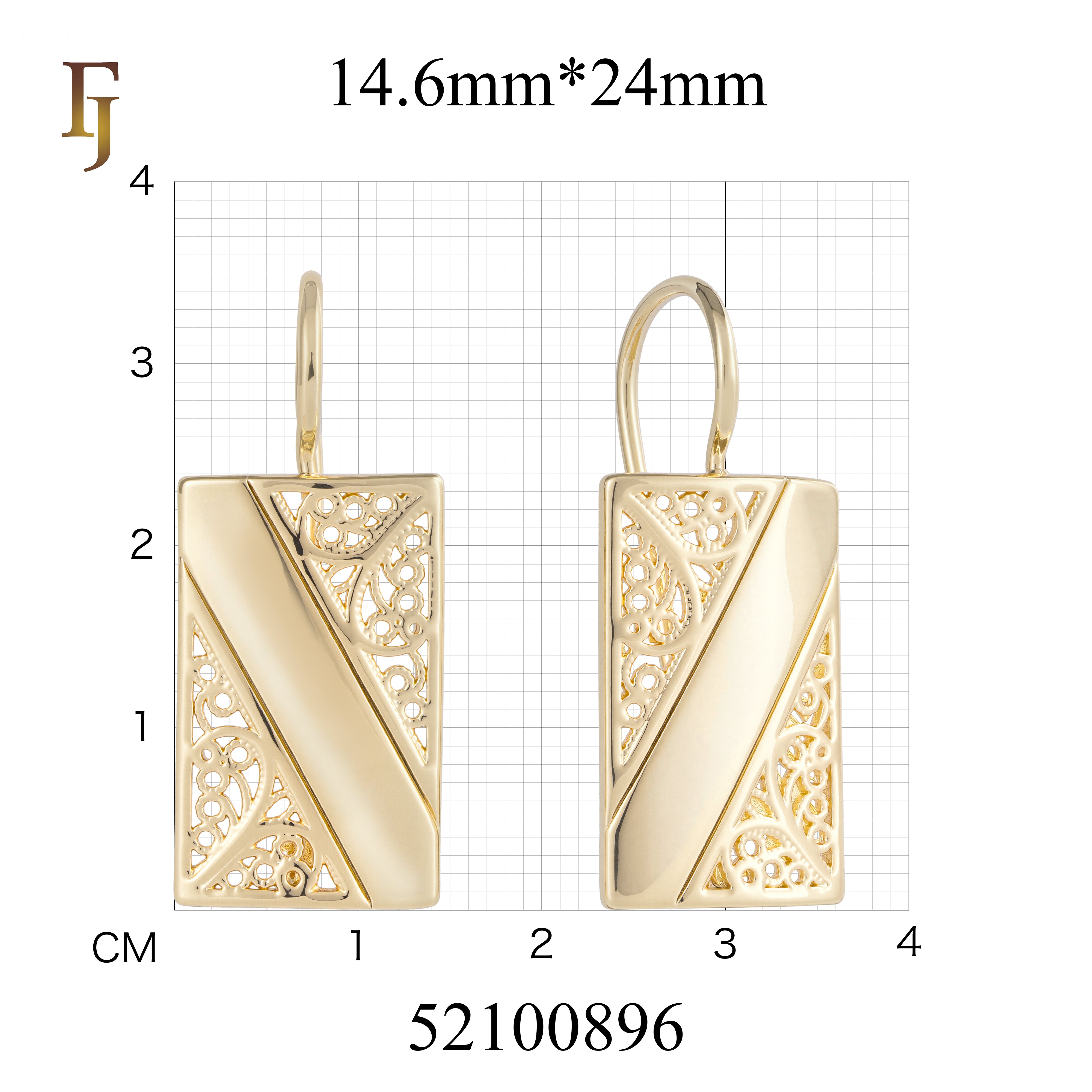 Pendientes de gancho de alambre en Oro 14K, colores de baño de oro rosa.