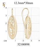 Pendientes de gancho de alambre de oro rosa y oro de 14 quilates con filigrana ondulada ovalada
