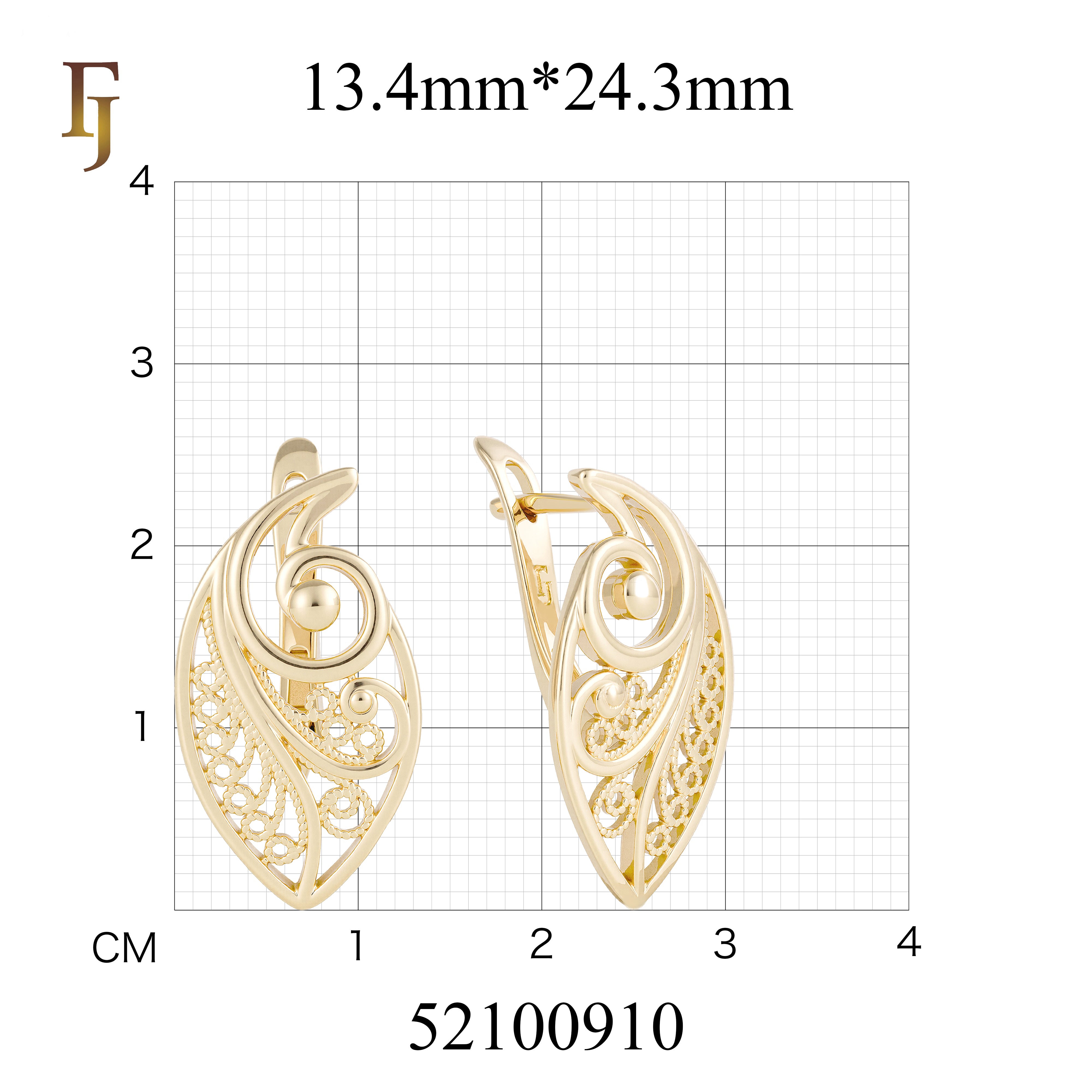 Pendientes en Oro de 14K, baño de Oro Rosa colores