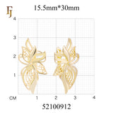 Pendientes Hojas mariposa en Oro de 14K, baño de Oro Rosa colores