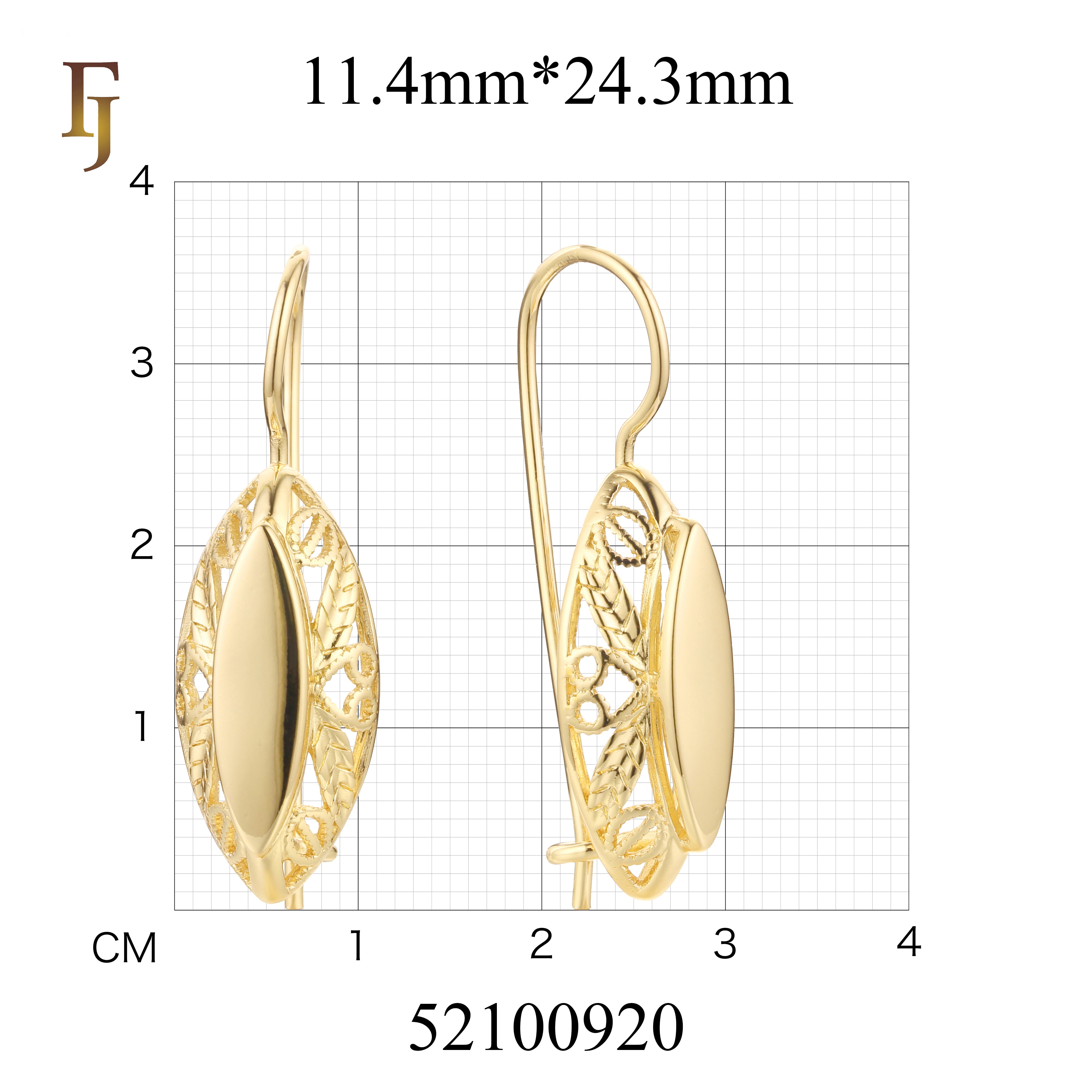 Pendientes de gancho de alambre en Oro 14K, colores de baño de oro rosa.